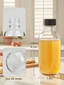 4盎司（约120毫升）带盖小透明玻璃瓶，120毫升波士顿圆形样品瓶，迷你旅行必备或装饰瓶，适合储存药品、果汁、保健品、姜汁汽水、水等液体，非常适合户外和露营使用。 - 彩色 - 查看 4