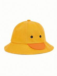 1pc 8-16 Years Old Kids Baby Duck Pattern Bucket Hat, Cute Bucket Hat For Kindergarten And Primary School, Outdoor And Home Use - Yellow - View 2