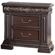Traditional Bedroom Furniture 2 Drawer Nightstand Solid Wood Carvings Bedside Table Dark Cherry - Cherry1 - View 4