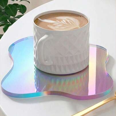 1pc Transparent Colorful Acrylic Coaster, Random Gradient Asymmetrical Cloud Pattern Heat Insulation Mat, Suitable For Home Kitchen Dining Table Bedroom, Excellent Birthday/Graduation Gift Office Desk Accessories Desk Accessories Office Supplies Office Decor Office Desk Desk Office Accessories Mouse Pad Desk Mat Mousepad Study Table Mouse Pad For Desk Desk Decor