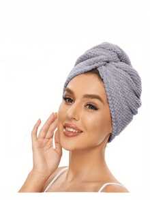 1pc Coral Fleece Simple Solid Color Pineapple Texture Hair Drying Towel, Absorb Water For Long/Short Hair - Multicolor - View 11