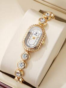 1pc Women's Fashion Casual Oval Dial Quartz Wrist Watch, Elegant Design (Watch Box Not Included) - White - View 9