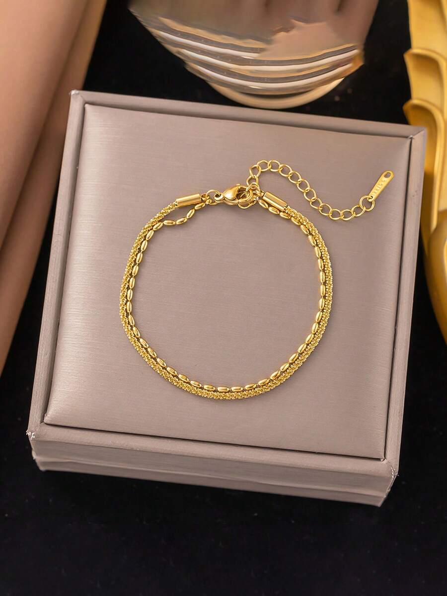 RAYQUEEN 1 chiếc vòng tay tối giản bằng thép không gỉ, đa năng dành cho nữ, phù hợp để đeo hàng ngày. - Vòng đeo tay - Xem 1