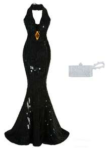 Luxury Handmade Doll Evening Dress, Elegant Black Sequin Maxi Dress With Slit, Matching Accessories Bag, Suitable For 11.5-12 Inch Dolls, Great Gift For Girls And Teens - Black - View 8