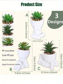 1/3 cây xương rồng nhân tạo, cây xương rồng nhỏ trồng trong chậu, ba hình dạng để lựa chọn, chậu trắng, hình hoạt hình, chất liệu PP, chất liệu PE, màu xanh lá cây, trang trí bàn, trang trí nhà cửa, trang trí sân vườn, trang trí trường học, ký túc xá, văn phòng. - trắng - Xem 3