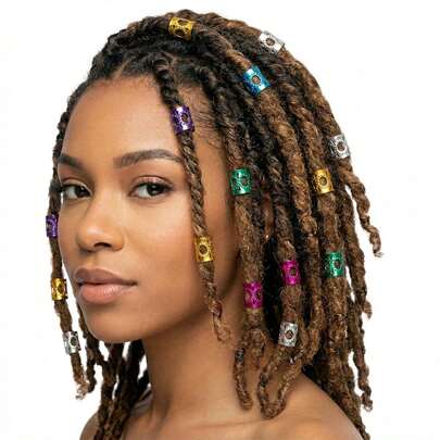 Kit 120 Anel de Cabelo para Trança Dread Acessório Metal Ajustável Enfeite Colorido