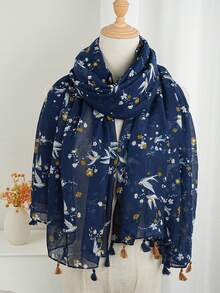 1pc 180*85cm Headscarf Suitable For Travel & Daily Use, Women's Air Conditioning Shawl, Fashion Beach Towel, New Printed Scarf, Casual Polyester Fabric - Multicolor - View 7