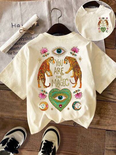 Camiseta de mujer de manga corta, cuello redondo, casual de verano