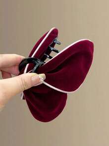 [Elegant | Soft Fur] Elegant Soft Fur Hairpin | French Style 1pc - Velvet Butterfly & Shark Gripper,Black Plush Gripper, Butterfly Shaped Fashionable Velvet White Edged Gripper,Suitable For Parties, Birthday Parties, Gifting To Friends And Family, Valentine's Day Gifts, Birthday Gifts, New Year Gifts - Multicolor - View 14