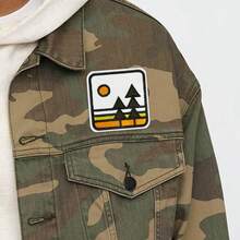 RHUAGYP 1pc Retro Pixel Art Mountain Landscape Embroidered Patch, Geometric Scenery Design For Heat Transfer Or Adhesive, Suitable For Vintage Streetwear, Unique Outdoor Emblem - Multicolor - View 8