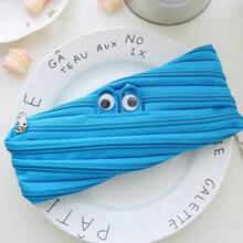 1pc Korean Style New Cute Minimalist Zipper Pencil Case, Large Capacity Student Stationery Bag - A - View 6