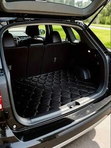 1pc Black Diamond Pattern Trunk Mat, Polyester Carpet Lining, Practical For Daily Commute, Loading And Cargo Securing, Car Trunk Mat, Interior Decoration Accessory - Multicolor - View 5