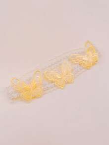 1件女孩蕾絲彈性刺繡蝴蝶可愛髮箍，適合日常使用 - 彩色 - 查看 10