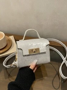2026新款闪亮迷你法棍包，时尚高品质休闲手提包，女士单肩包 - 白色 - 查看 7