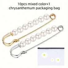 10 chiếc ghim cài áo giả ngọc trai + 1 chiếc ghim cài khăn/khăn choàng, ghim cài áo len nữ - Nhiều màu - Xem 13