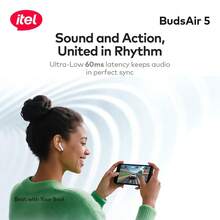 itel BudsAir 5 Semi-In-Ear Bluetooth Earbuds,Lightweight In-Ear Design,36-Hour Extended Playback,AI Translation Support ,360° Spatial Audio,60ms Low Latency - View 6