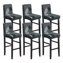 1/2/4/6pcs Stretch Printed Bar Stool Chair Covers, Home/Hotel Use - Featherleaf Gray - View 7