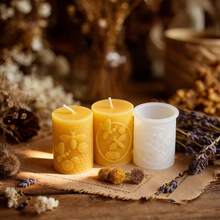 5pcs Honeycomb Silicone Pillar Candle Molds - Reusable Cylinder Molds For Making Aromatherapy Candles, Beeswax Candles, Soap, Wax Melts, Plaster, And Resin Art - Intricate Honeycomb, Floral Embossed Designs For Home Decor, Wedding Centerpieces, And Handmade Gift Making - Honeycomb - View 9