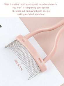 1pc Pink Stainless Steel Eyelash Comb, Compact Eyelash Curler Assist Tool, Makeup Eyebrow Brush, Eyeshadow Brush, Eyelash Brush, Gift - Multicolor - View 10