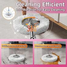 Spin Mop And Bucket With Wringer Set For Home,360° Mop And Bucket With Separate Clean And Dirty Water,Wet Dust Mop For Floor Cleaning With Extra Refills (Pink) - Pink - 查看 6