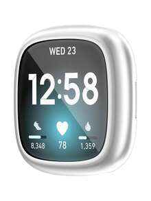 1 pieza Funda de reloj inteligente de TPU suave con cobertura total para Sense 2/Versa 4, de moda y cómoda, anti-caída, 2 en 1 con carcasa chapada y protector de pantalla, accesorios de funda de reloj inteligente a prueba de golpes y protectora - Fitbit Sense 2/Versa 4 - Ver 8