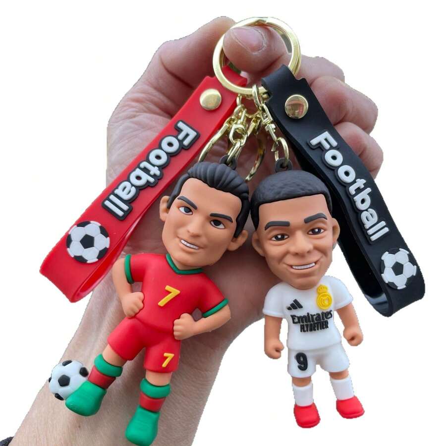 Football Star Keychain Accessory, Small Pendant, PVC Soft Rubber Bag Charm, Jersey Keychain - Multicolor - View 1