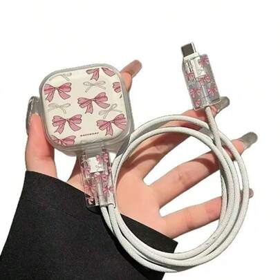 Bow Tie/Heart/Flower/Animal Graphic Compatible With IPhone 16/15/14/13 Data Cable Protective Case, 40W Fast Charging Adapter Cover, No Battery, Protective Box, Suitable As Gift For Friends