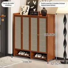 Zapateras Organizador De Zapatos Madera 4 Puertas 8 Niveles Hogar 118cm - Marrón - Ver 2