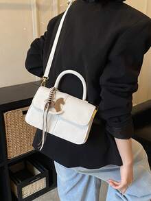 时尚百搭拼接个性化通勤女包单肩斜挎包 - 彩色 - 查看 3