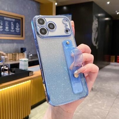 (Wristband Holder) Minimalist Solid Color Creative Anti-Slip Bar Wristband Holder, Compatible With IPhone 17 ProMax/Air/16/15/14/13/12/11, S10/S20/S21/S22/S23/S24/S25/S26, Multi-Functional Phone Case, Brand New Electroplated Edge Craftsmanship Anti-Drop Phone Case For Galaxy A55 5G, A35/A15/S24/S25/S26 Ultra, Suitable For Samsung, , , Moto Devices