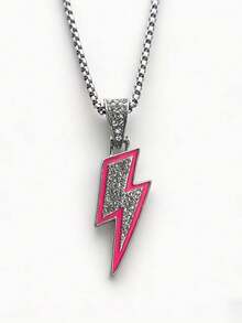 1件男士全镶钻闪电吊坠项链，简约时尚设计，适合俱乐部和娱乐场所佩戴。 - 勻碼 - 查看 6