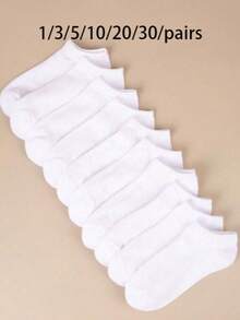 1/5/10/15/20 Pairs Mixed Color Fashionable Casual Crew Socks For Women - White - View 4