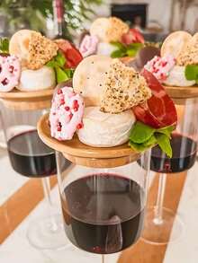 Bamboo Wine Glass Lid, Multi-Purpose Party Dessert Board, Leak-Proof Round Bamboo Wood Wine Glass Cover - Multicolor - View 8