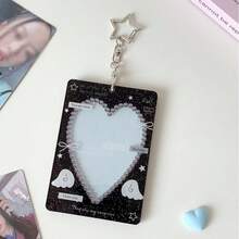 1pc Heart Hollow Hanging Card Holder 3 Inch, Idol Fan Card Display Case, Student Mini Card Wallet - Heart-shaped Cutout Card Holder - View 9