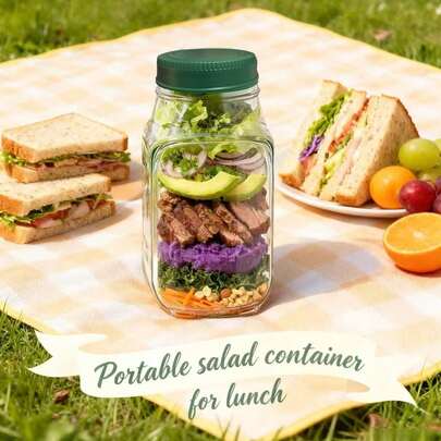 1个侧开式便携午餐盒，防漏，可堆叠，适用于沙拉、水果，办公室及户外使用