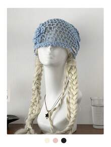 3D钩编针织帽，亚麻镂空渔夫帽，甜美保暖帽，亮片渔夫帽，夏季新款时尚编织镂空渔夫帽，夏季百搭保暖帽 - 彩色 - 查看 4