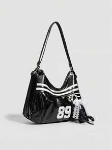 1个学院风日系时尚单肩包，大容量多功能优雅手提包，配有蝴蝶结卡包挂件，千禧黑双肩包，高品质PU软皮斜挎包，多功能复古小众通勤包，痛包，适合日常通勤、DIY、购物、聚会、派对、漫展、旅行等场合。 - 彩色 - 查看 11