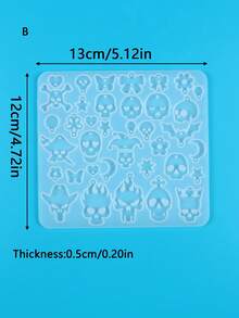 1PC Halloween Skull Earring Silicone Mold DIY Skeleton Pendant Keychain Jewelry Crafts Making Resin Mold - White - View 11