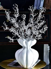 1pc Exquisite Crystal-Like Floral Branch, Handmade Beaded Artificial Flower, Creative Flower Arrangement, Suitable For Mother's Day Gift, Vase Filler, Holiday Party, Home Decor - Silver - View 2