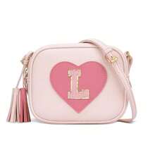 心形26字母斜挎包，可爱方形手提包，配有可调节肩带，可装手机、硬币、现金、卡片 - 彩色 - 查看 12