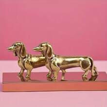 复古金色腊肠犬雕像 - 手工金属摆件，家居装饰狗狗收藏品，宠物爱好者和动物收藏家的理想礼物。 - 多色 - 查看 5