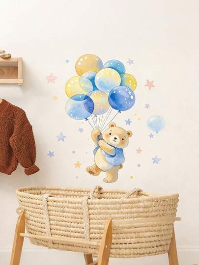 New Cartoon Clouds Stars Bear Children's Room Bedside Wall Decor Stickers INS Style Background Wall Decoration