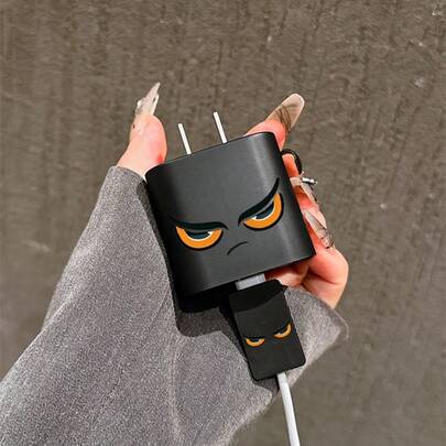 4 piezas Cubierta de adaptador de carga con ojos enojados, Juego organizador de cable de datos - Adaptador de carga 20W/18W, Cubierta de cabezal de adaptador, Compatible con iPhone 11/12/13/14/15/16/13 Pro Max/16 Pro Max/17 Pro Max