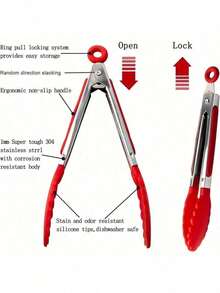 1pc Small Kitchen Tongs, 7-Inch Mini Food Tongs, Heat-Resistant Nylon Tong Heads For Cooking, Serving, Grilling, BBQ, Salad, Kitchen Gadgets, Baking Tools - Multicolor - View 3