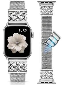 尼龙环形表带，兼容 表带 38/40/41/42/44/45/46/49mm，男女通用；凯尔特结饰边，时尚百搭，可调节透气编织表带，兼容 Series 11/10/9/8/7/6/5/4/SE/Ultra/3/2/1 - 38/40/41/42毫米(10/11系列) - 查看 14