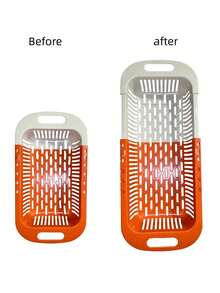 1pc Thick Rectangular Colander - Multipurpose Kitchen Strainer Basket For Washing Vegetables, Fruits And General Storage - L - View 7
