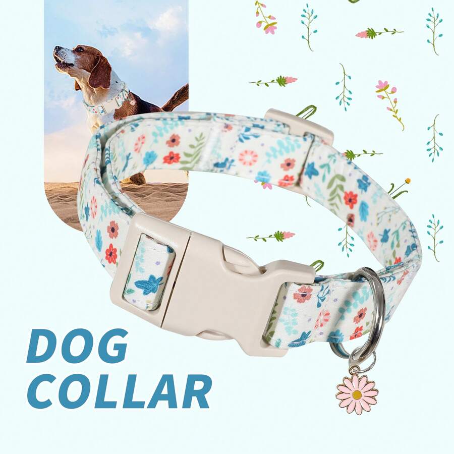 Spring New Floral Dog Collar, Multi-Flower Design, Adjustable Non-Choke, Fits All Dog Breeds - Mixed color - View 1