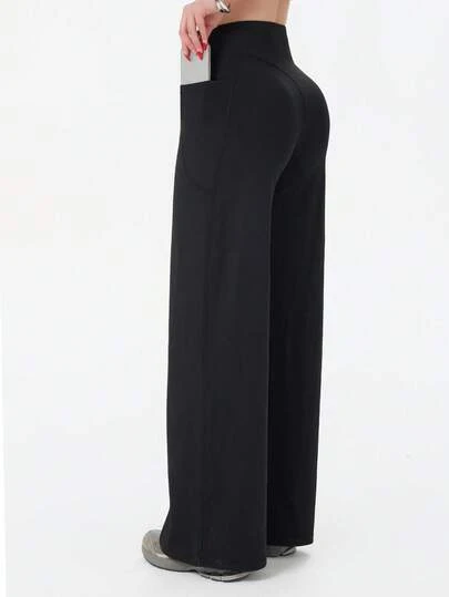 UONNOU 女士春夏宽松阔腿裤，休闲运动瑜伽舞蹈裤，收腰提臀，带手机口袋，修身显瘦，垂坠感好，拉长腿部线条，宽松舒适，柔软亲肤，适合健身、瑜伽、舞蹈、户外、休闲、通勤、街头、各种场合