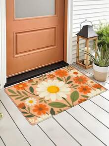 1 pièce Tapis de porte à motif floral orange clair, tapis de salle de bain moderne antidérapant et absorbant, tapis de salon, de chambre à coucher et d'entrée, tapis d'extérieur, gratte-pied d'entrée, tapis de sol à imprimé floral, décoration de marguerite, tapis lavable et durable, imperméable, décoration de maison de campagne, ameublement doux de couleur crème, décoration de hall d'entrée nordique - Fondation Daisy - Voir 6