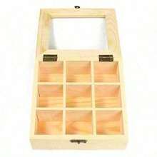 Wooden Tea Bag Jewelry Organizer Chest Storage Box 9 Compartments Tea Box Organizer Wood Sugar Packet Container - Yellow - View 4
